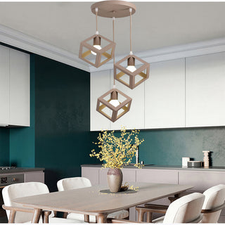 Lampadario a sospensione con 3 cubi 3d stile geometrico attacco E27