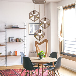 Lampadario a sospensione con 3 cubi 3d stile geometrico attacco E27