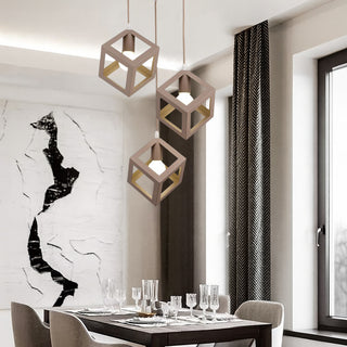 Lampadario a sospensione con 3 cubi 3d stile geometrico attacco E27