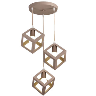 Lampadario a sospensione con 3 cubi 3d stile geometrico attacco E27