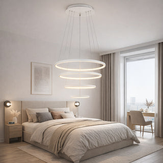 Lampadario LED 86W 4 cerchi tecnologia CCT installabile in vari modi