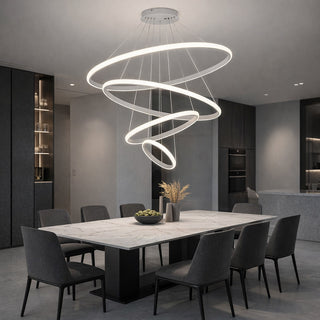 Lampadario LED 86W 4 cerchi tecnologia CCT installabile in vari modi