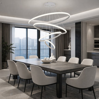 Lampadario LED 86W 4 cerchi tecnologia CCT installabile in vari modi