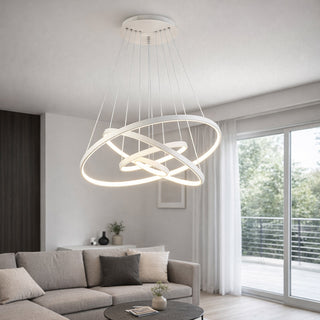 Lampadario LED 86W 4 cerchi tecnologia CCT installabile in vari modi