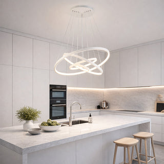 Lampadario LED 86W 4 cerchi tecnologia CCT installabile in vari modi