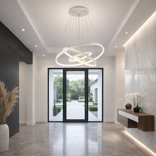 Lampadario LED 86W 4 cerchi tecnologia CCT installabile in vari modi