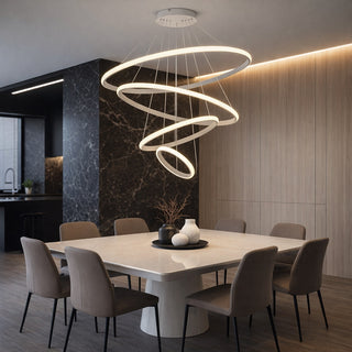 Lampadario LED 86W 4 cerchi tecnologia CCT installabile in vari modi