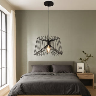 Lampadario sospensione in metallo nero stilo industriale attacco E27