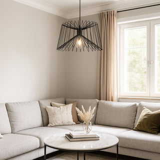 Lampadario sospensione in metallo nero stilo industriale attacco E27