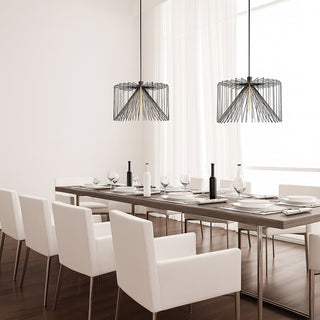 Lampadario sospensione in metallo nero stilo industriale attacco E27