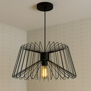 Lampadario sospensione in metallo nero stilo industriale attacco E27