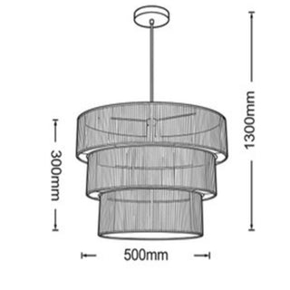 Lampadario intrecciato 3 livelli in corda di carta 130x50 cm E27