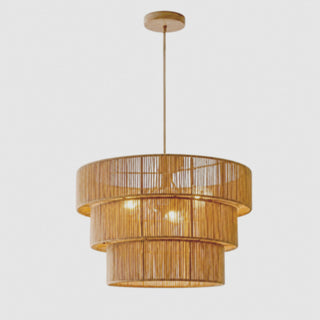 Lampadario intrecciato 3 livelli in corda di carta 130x50 cm E27