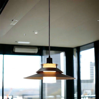 Lampadario industriale pendente nero metallo paralume in vetro E27