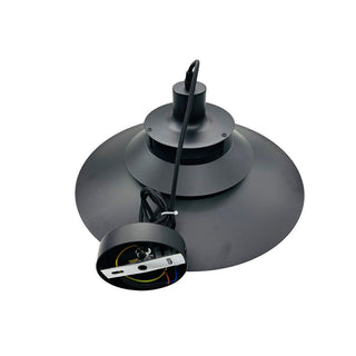 Lampadario industriale pendente nero metallo paralume in vetro E27