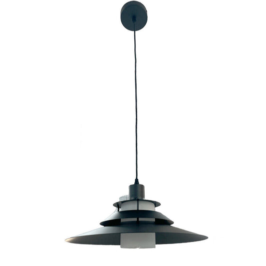 Lampadario a sospensione industriale E27 lampada pendente vintage nero metallo e vetro per interno cucina