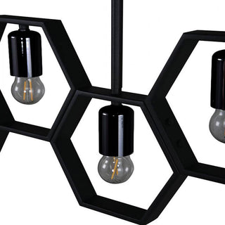 Lampadario a sospensione in metallo nero geometrico con esagoni E27