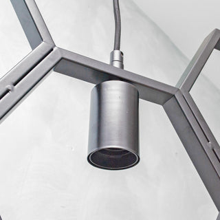 Lampadario a sospensione in metallo nero geometrico con esagoni E27