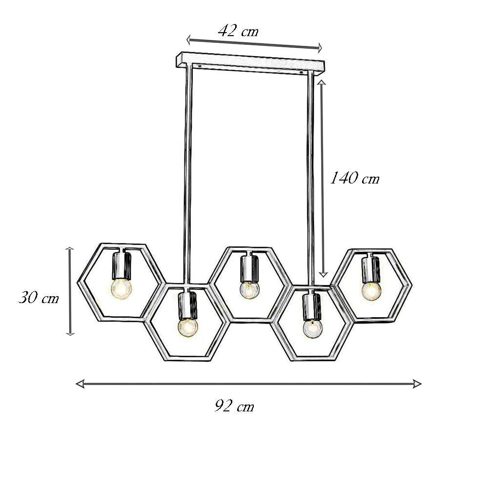 Lampadario a sospensione in metallo nero geometrico con esagoni lampada a soffitto per lampade attacco E27