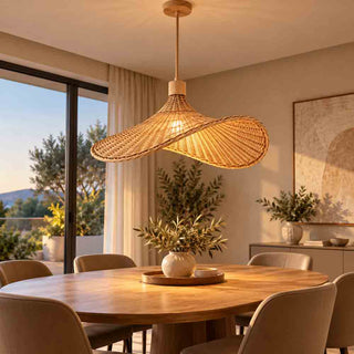 Lampadario a sospensione in legno e Bambù Naturale Ø 53 cm E27