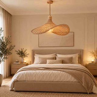 Lampadario a sospensione in legno e Bambù Naturale Ø 53 cm E27