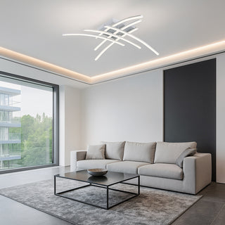 Plafoniera lampadario led da soffitto 38W con 6 fasce curve CCT
