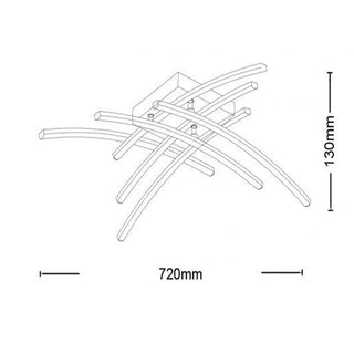 Plafoniera lampadario led da soffitto 38W con 6 fasce curve CCT