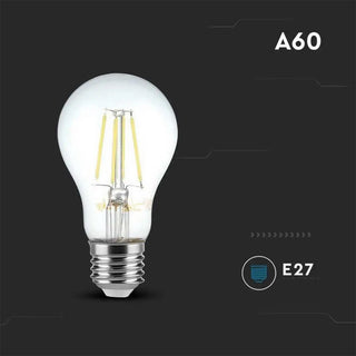 Lampadina led filamento vetro E27 4 watt luce 6500k 3000k 4000k A60