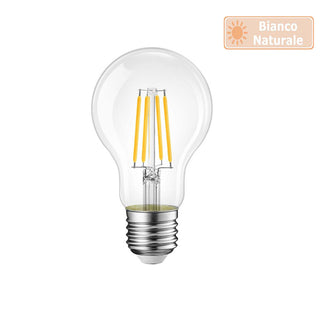 Lampadina led filamento vetro E27 4 watt luce 6500k 3000k 4000k A60