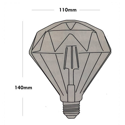 Lampadina led a filamento vintage retro e27 4 watt lampada decorativa ambra diamante 350 lumen