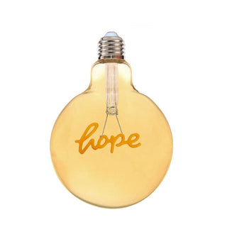 Lampadina ambrata led a filamento scritta HOPE 4 watt E27 luce calda