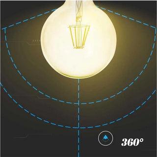 Lampadina led filamento in vetro ambrato 8W E27 globo G125 2600k