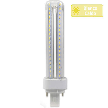 Lampadina led tubolare attacco G24 15 Watt 2pin luce fredda 6500k calda 3000k naturale 4000k risparmio