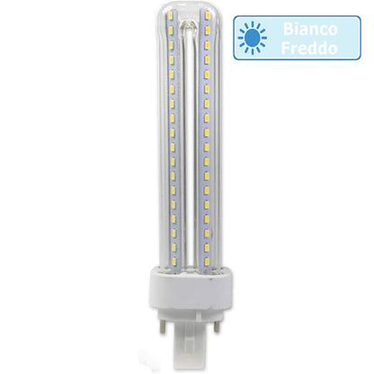 Lampadina led tubolare attacco G24 15 Watt 2pin luce fredda 6500k calda 3000k naturale 4000k risparmio