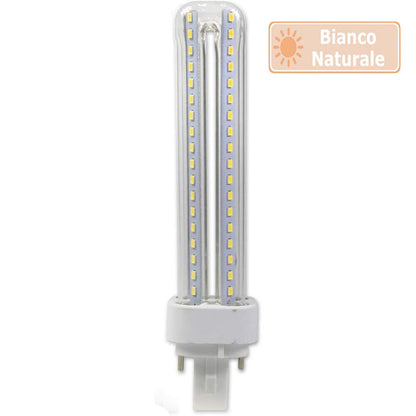 Lampadina led tubolare attacco G24 15 Watt 2pin luce fredda 6500k calda 3000k naturale 4000k risparmio