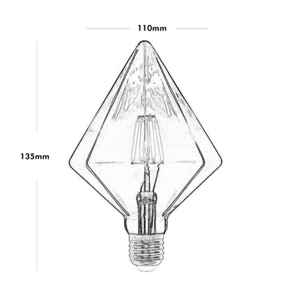 Lampadina led a filamento vintage retro e27 4 watt lampada decorativa ambra prisma 350 lumen
