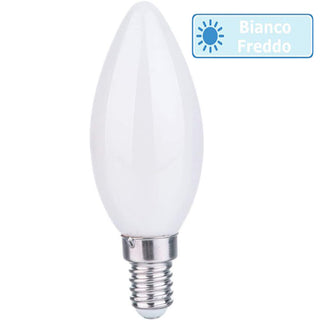 Lampadina led filamento opaca 4W E14 candela luce 6500k 2700k 4000K