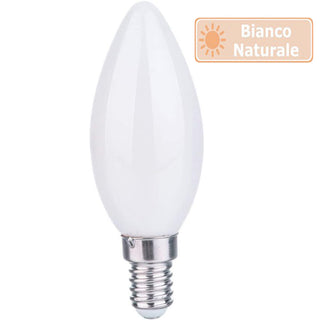 Lampadina led filamento opaca 4W E14 candela luce 6500k 2700k 4000K
