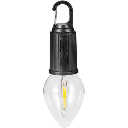 Lampadina a led a filamento ricaricabile 3 modalità di luce con moschettone gancio per campeggio