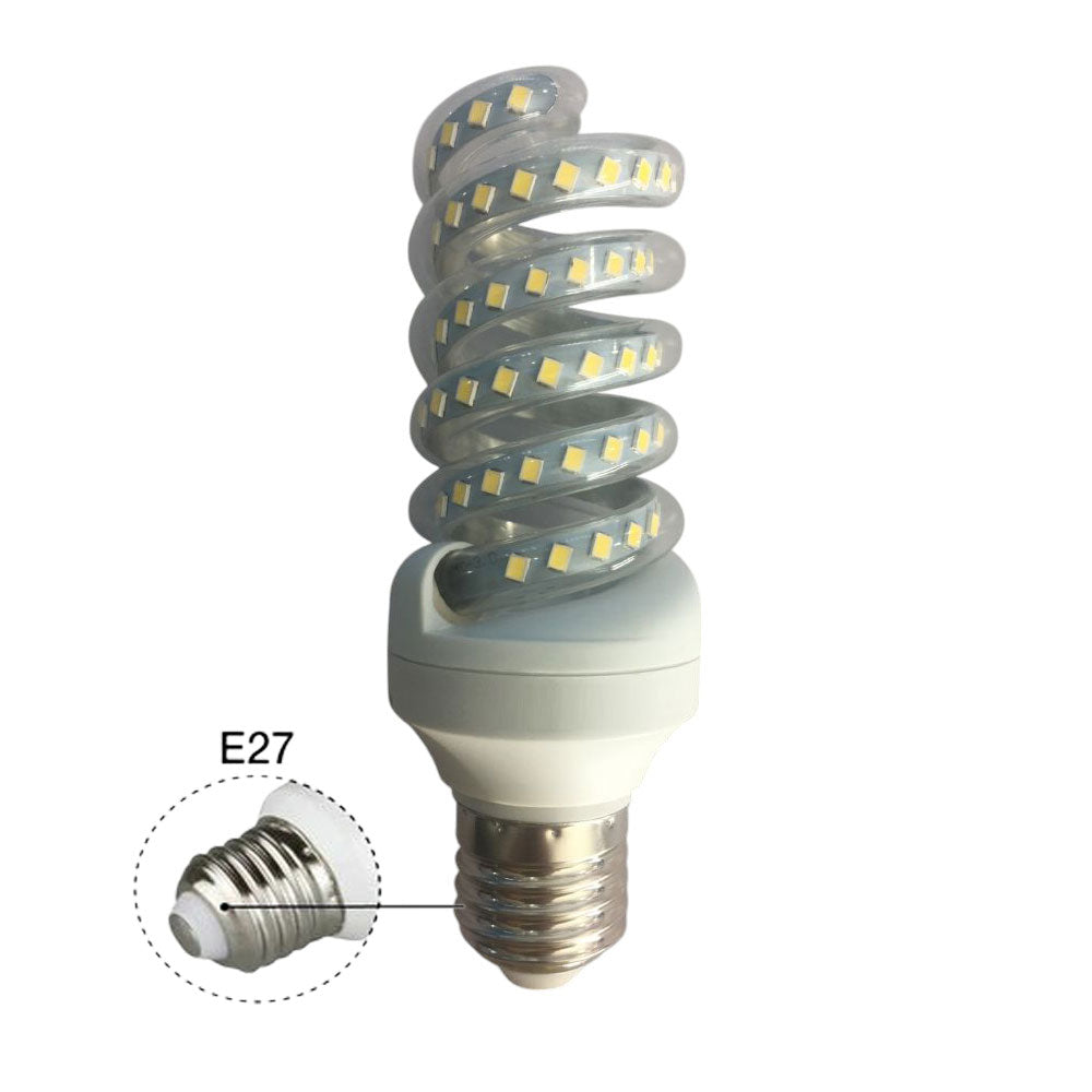 Lampadina led spirale attacco E27 16 watt luce calda 3000k naturale 4000k e bianca fredda 6500k luce illuminazione