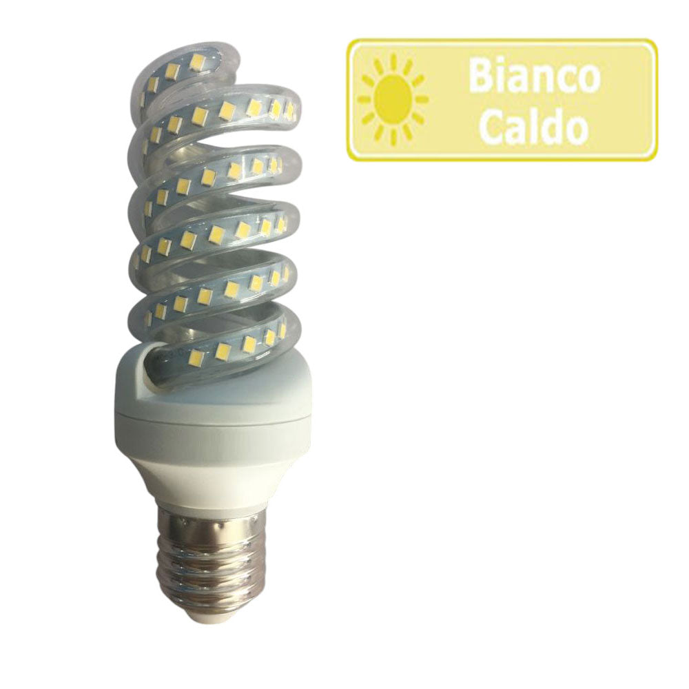Lampadina led spirale attacco E27 16 watt luce calda 3000k naturale 4000k e bianca fredda 6500k luce illuminazione