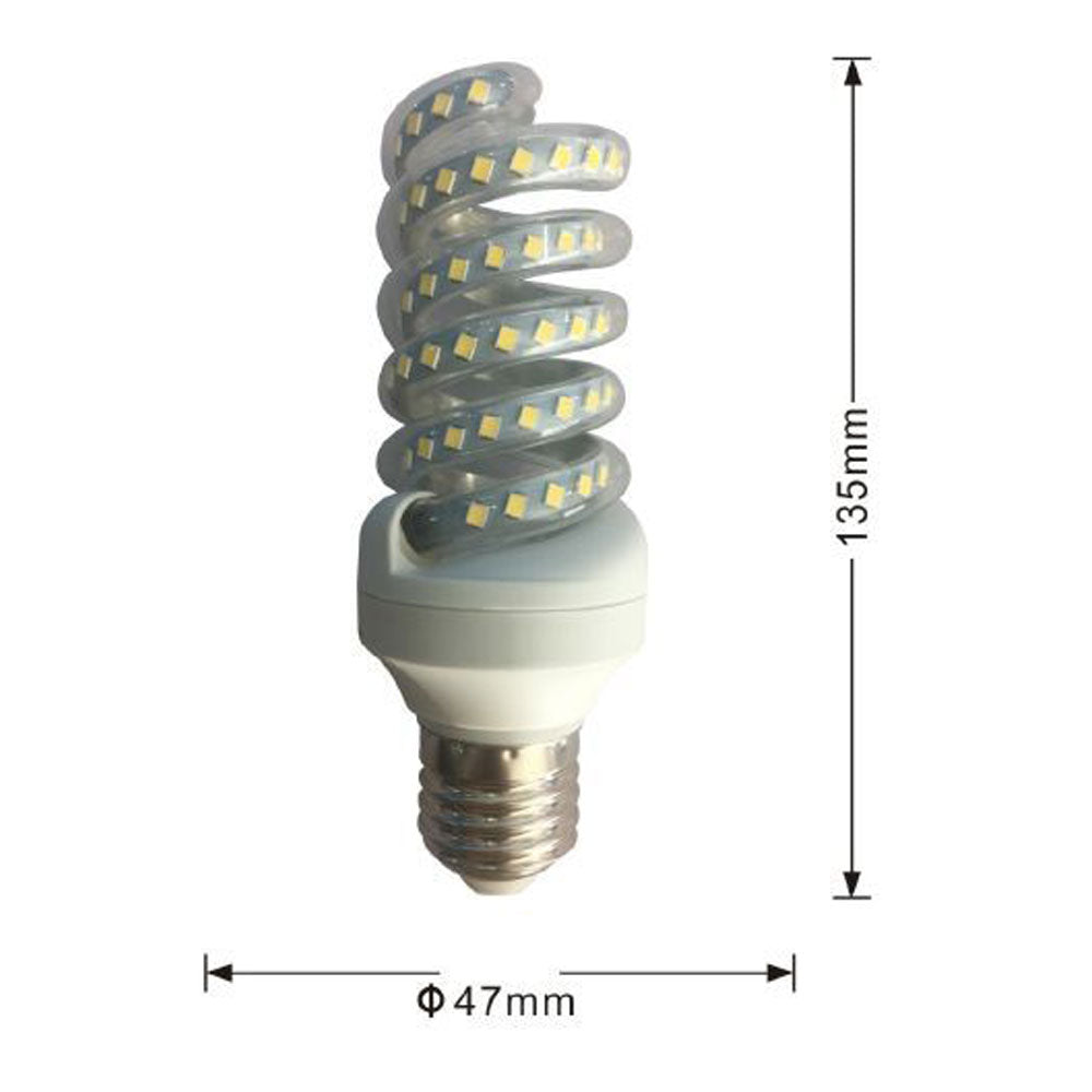 Lampadina led spirale attacco E27 16 watt luce calda 3000k naturale 4000k e bianca fredda 6500k luce illuminazione