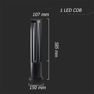 Lampione giardino nero led cob 12 watt per vialetti per giardino IP65