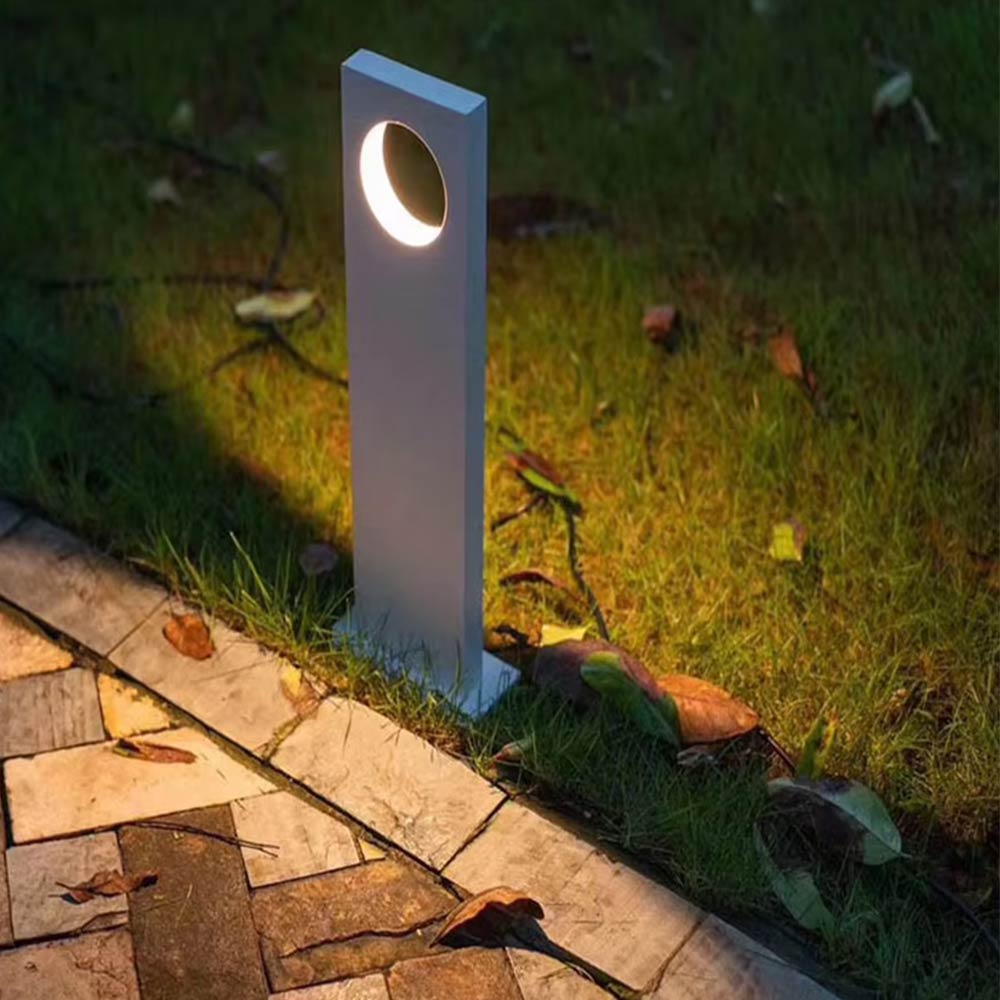 Lampione da giardino 12 watt lampada grigio con cerchio led cob palo per esterni 50 cm luce fredda 6500k calda 3000k naturale 4000k