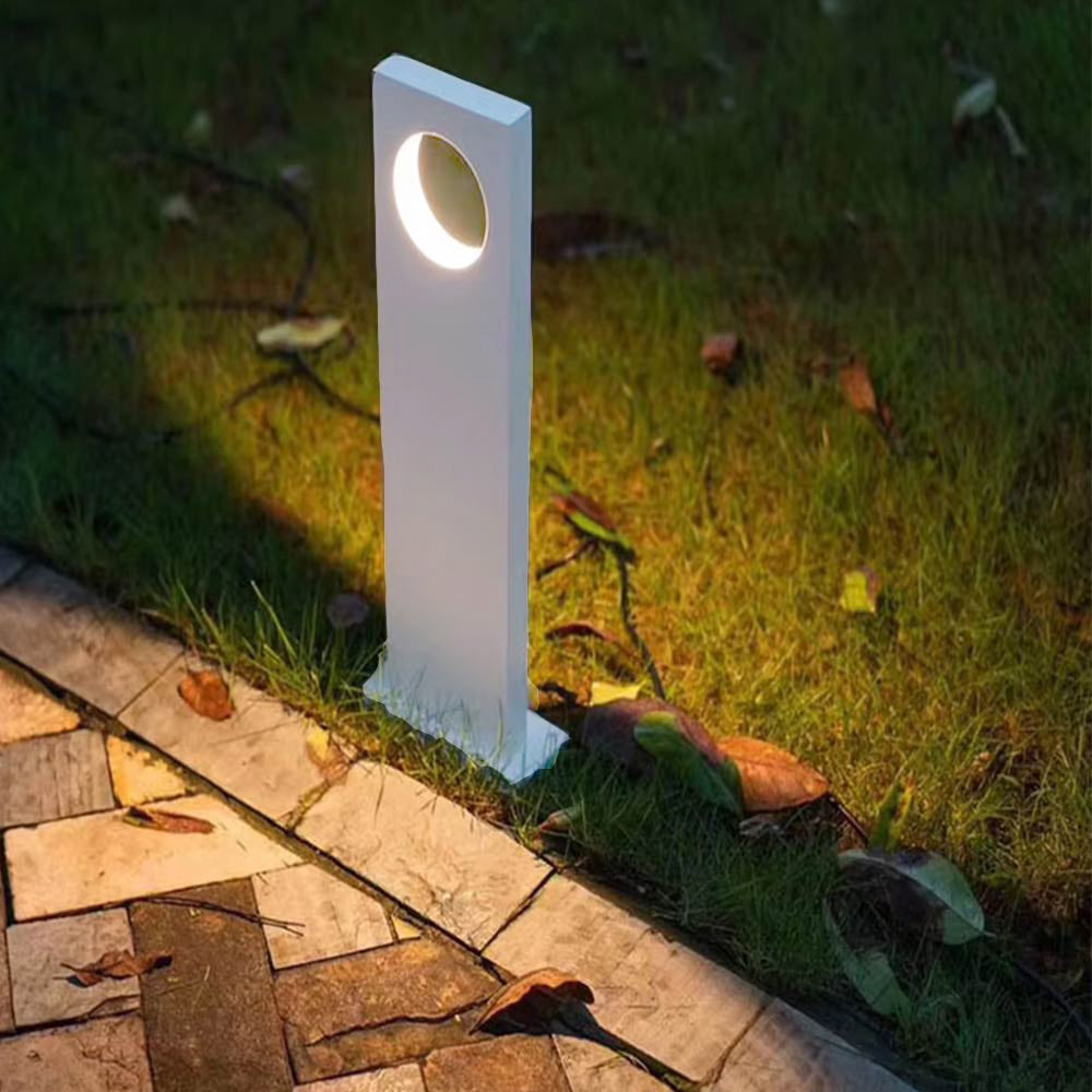 Lampione da giardino 12 watt lampada bianco con cerchio led cob palo per esterni 50 cm luce fredda 6500k calda 3000k naturale 4000k