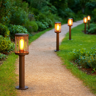 Lampione in alluminio da giardino lampioncino rosso ruggine IP44