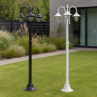 Lampione da giardino con tre diffusori lanterna con attacco E27 IP54
