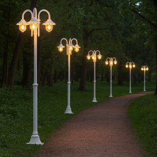 Lampione da giardino con tre diffusori lanterna con attacco E27 IP54