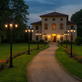 Lampione da giardino con tre diffusori lanterna con attacco E27 IP54