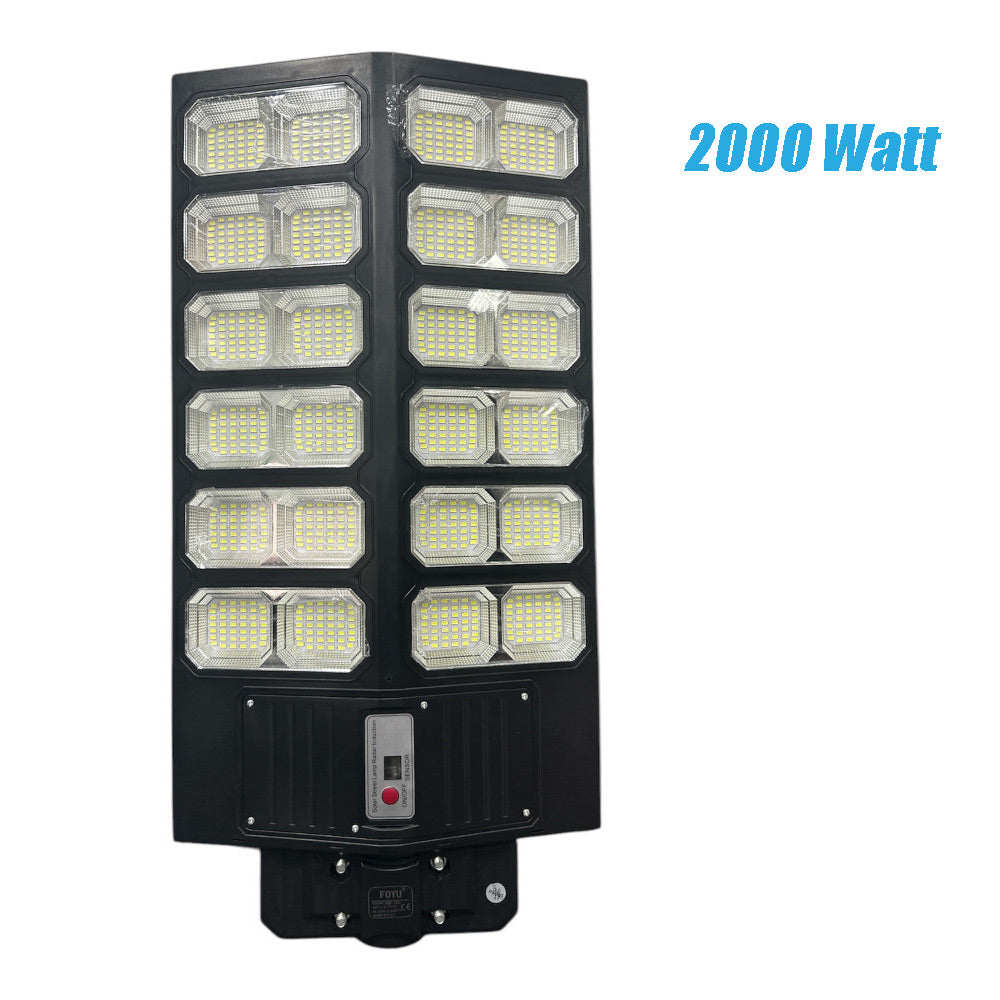 TINSUM Lampione Stradale Solare 2 Pezzi – 2000 Lumen, 192 LED, 6500K, Batteria 4400mAh, Sensore Crepuscolare E PIR, IP65, Telecomando, Per Giardino E Cortile